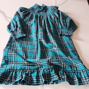 Teal Plaid Ruffle Dress